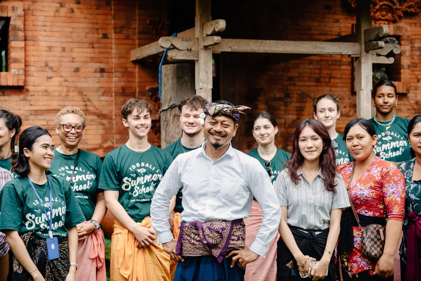 Students with their Balinese host on orientation day