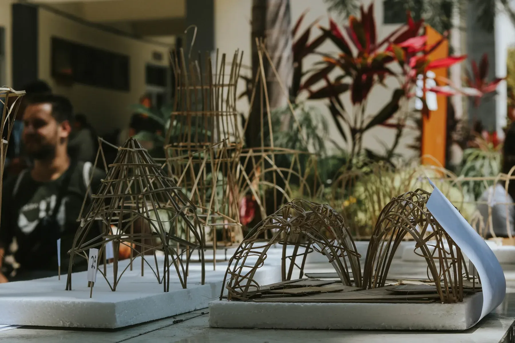 Bamboo structural models on the studio table