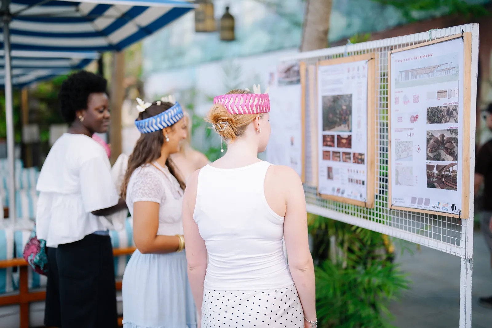 Students at their studio project boards